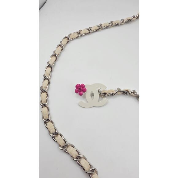 Chanel Gold-tone white leather 2004 Chain-Link Belt M sz - Picture 6 of 11